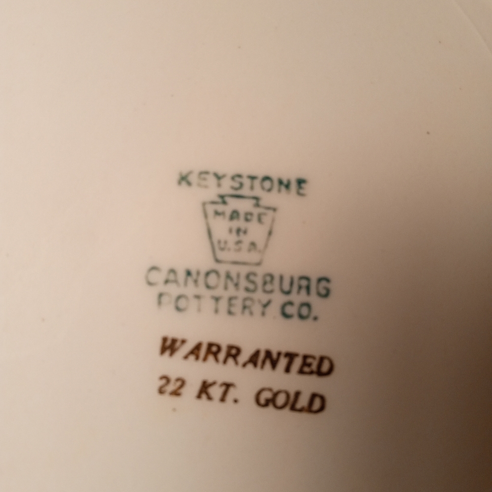 Keystone ( made in USA ) Canonsburg Pottery Co.  Warranted 22 KT. Gold China